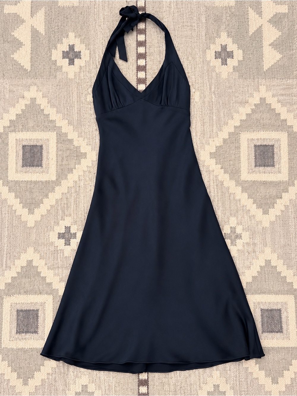 J. Crew Navy Halter Backless Silk Dress